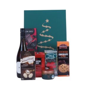 Karácsonyi ajándékdoboz fehér borral